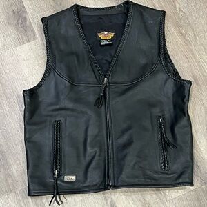 Harley-Davidson Large Made in USA Genuine Leather Willie G Classic Biker Vest